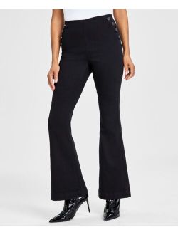 Women's Pull-On Sailor-Button Flare Jeans, Created for Macy's