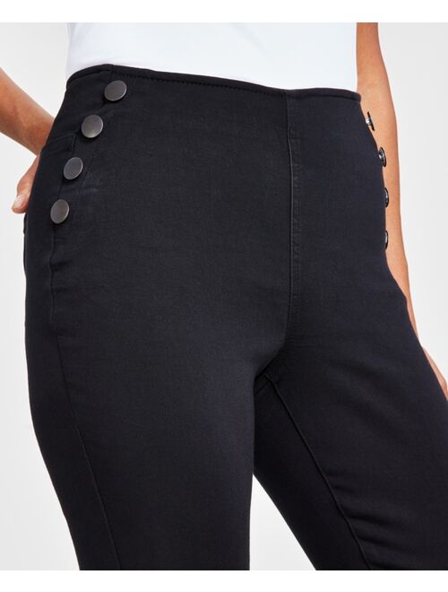 INC International Concepts I.N.C. International Concepts Women's Pull-On Sailor-Button Flare Jeans, Created for Macy's