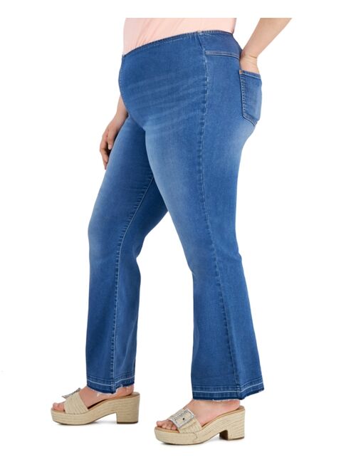 INC International Concepts I.N.C. International Concepts Plus Size Pull-On Flare-Leg Jeans, Created for Macy's