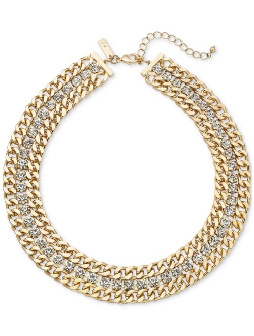 INC International Concepts I.N.C. International Concepts Two-Tone Crystal Necklace, 17" + 3" extender, Created for Macy's