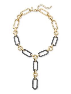 Gold-Tone Crystal Oval Y Necklace, 20" 3" extender, Created for Macy's