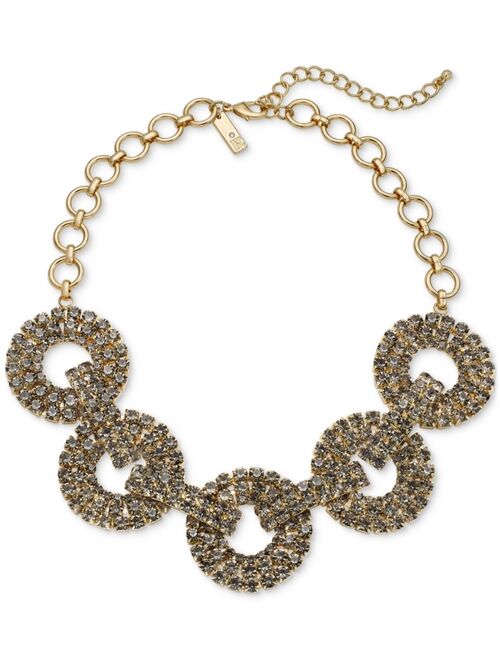 INC International Concepts I.N.C. International Concepts Mixed-Metal Crystal Circle Necklace, 17" + 3", Created for Macy's