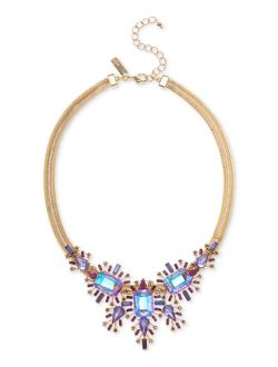 Gold-Tone Purple Mixed Stone Cluster Statement Necklace, 17"   3" extender, Created for Macy's
