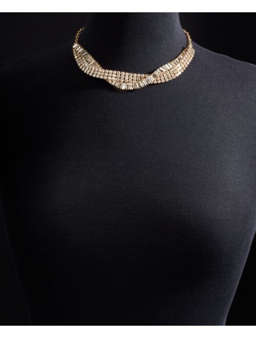 INC International Concepts I.N.C. International Concepts Gold-Tone Crystal Twisted Frontal Necklace, 17" + 3" extender, Created for Macy's