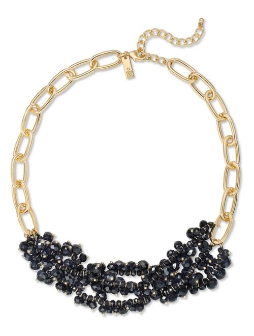 INC International Concepts I.N.C. International Concepts Gold-Tone Black Bead Cluster Necklace, 18.5"+3" extender, Created for Macy's