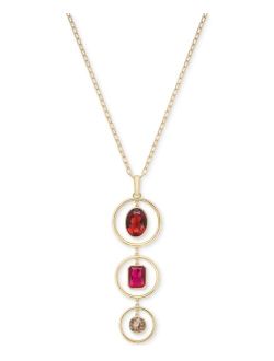 Gold-Tone Multi Stone Orbital Long Pendant Necklace, 30"   3" extender, Created for Macy's