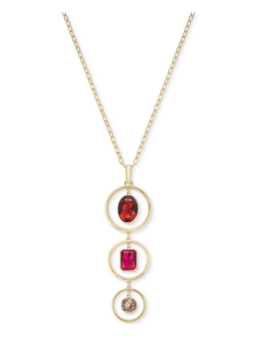INC International Concepts I.N.C. International Concepts Gold-Tone Multi Stone Orbital Long Pendant Necklace, 30" + 3" extender, Created for Macy's