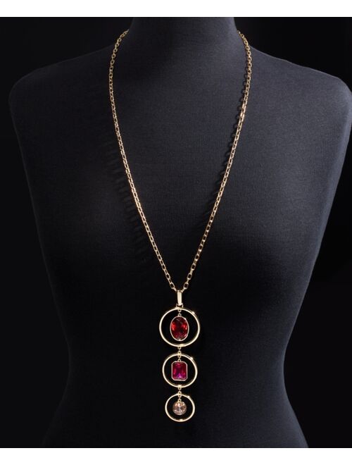 INC International Concepts I.N.C. International Concepts Gold-Tone Multi Stone Orbital Long Pendant Necklace, 30" + 3" extender, Created for Macy's