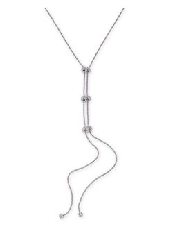 Silver-Tone Pav Rondelle Bead Lariat Necklace, 19"   3" extender, Created for Macy's