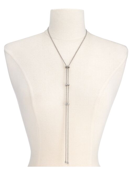 INC International Concepts I.N.C. International Concepts Silver-Tone Pav Rondelle Bead Lariat Necklace, 19" + 3" extender, Created for Macy's