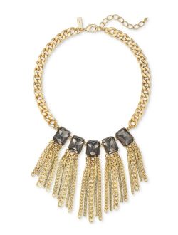 Gold-Tone Stone & Chain Tassel Statement Necklace, 17"   3" extender, Created for Macy's