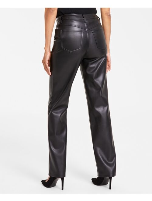 INC International Concepts I.N.C. International Concepts Women's Faux-Leather Straight-Leg Pants, Created for Macy's
