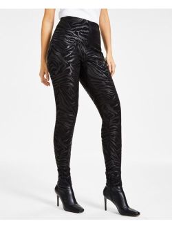 Women's Animal-Print Metallic Pont-Knit Skinny Pants, Created for Macy's