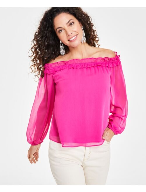 INC International Concepts I.N.C. International Concepts Women's Off-The-Shoulder Ruffled Top, Created for Macy's