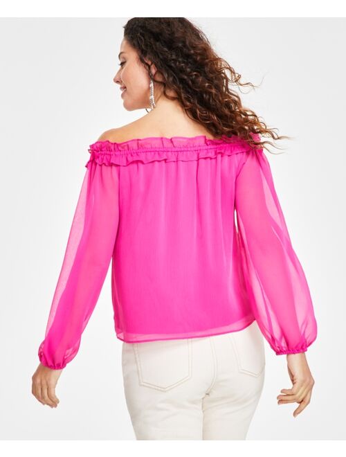 INC International Concepts I.N.C. International Concepts Women's Off-The-Shoulder Ruffled Top, Created for Macy's