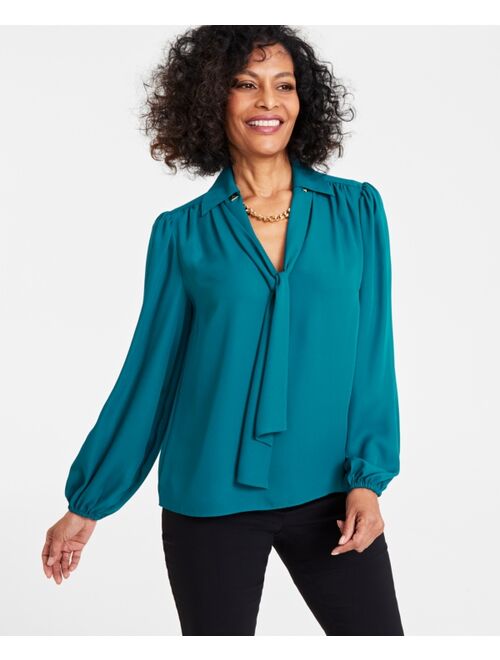 INC International Concepts I.N.C. International Concepts Women's Long-Sleeve Chain-Neck Blouse, Created for Macy's