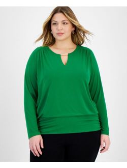 Plus Size Hardware-Keyhole Top, Created for Macy's