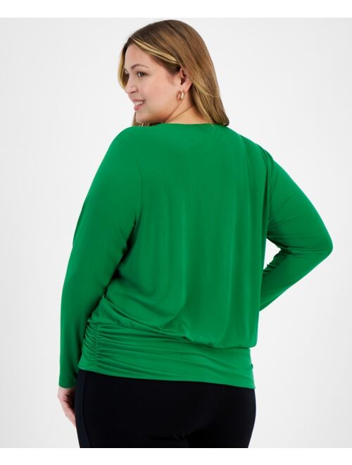 INC International Concepts I.N.C. International Concepts Plus Size Hardware-Keyhole Top, Created for Macy's
