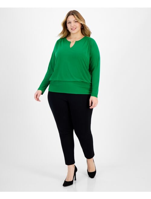 INC International Concepts I.N.C. International Concepts Plus Size Hardware-Keyhole Top, Created for Macy's