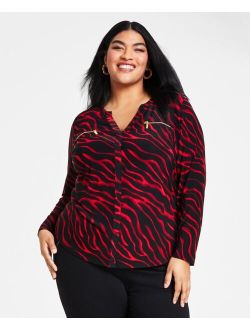 Plus Size Animal-Print Top, Created for Macy's