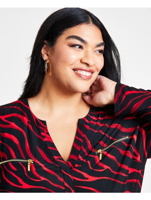 INC International Concepts I.N.C. International Concepts Plus Size Animal-Print Top, Created for Macy's