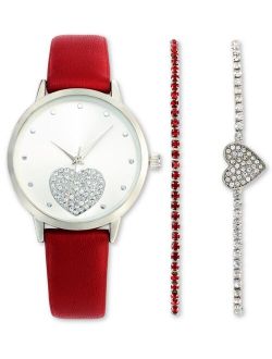 Women's Red Strap Watch 38mm Gift Set, Created for Macy's