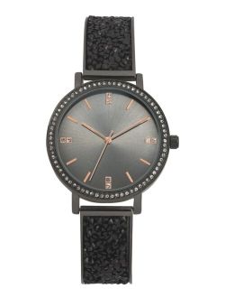 Women's Druzy Stone Black-Tone Bracelet Watch 36mm, Created for Macy's