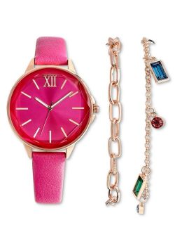 Women's Pink Strap Watch 36mm Gift Set, Created for Macy's