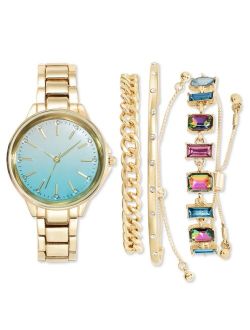 Women's Gold-Tone Bracelet Watch 36mm Gift Set, Created for Macy's