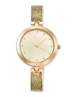 Women's Gold-Tone Glitter Half Bangle Bracelet Watch 34mm, Created for Macy's
