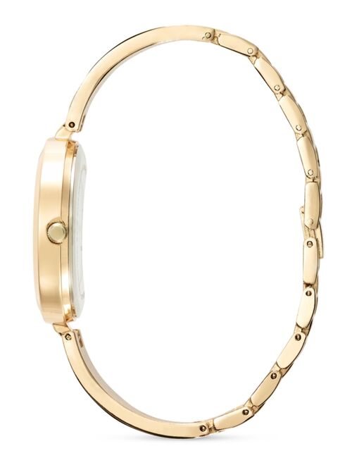 INC International Concepts I.N.C. International Concepts Women's Gold-Tone Glitter Half Bangle Bracelet Watch 34mm, Created for Macy's