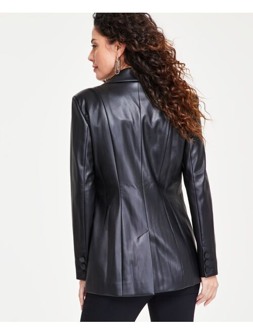 INC International Concepts I.N.C. International Concepts Women's Faux Leather Single-Breasted Blazer, Created for Macy's