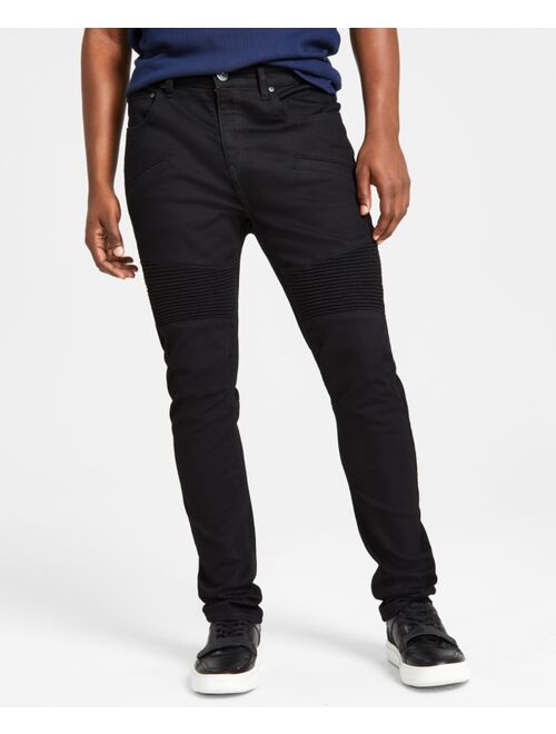 INC International Concepts I.N.C. International Concepts Men's Skinny-Fit Black Moto Jeans, Created for Macy's