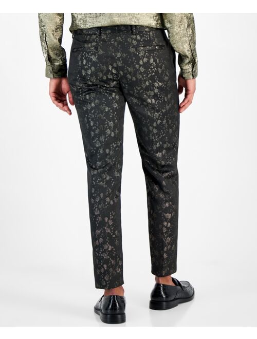 INC International Concepts I.N.C. International Concepts Men's Slim-Fit Metallic Floral Jacquard Dress Pants, Created for Macy's
