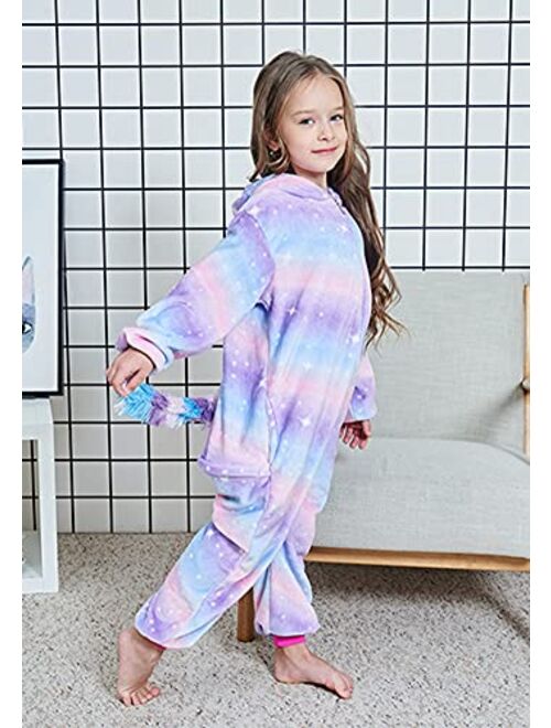 FuzzyCosplay Kids Unicorn Costume Animal Pajamas Halloween Cosplay Xmas Gifts
