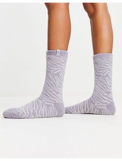 Josephine fleece lined socks in gray zebra