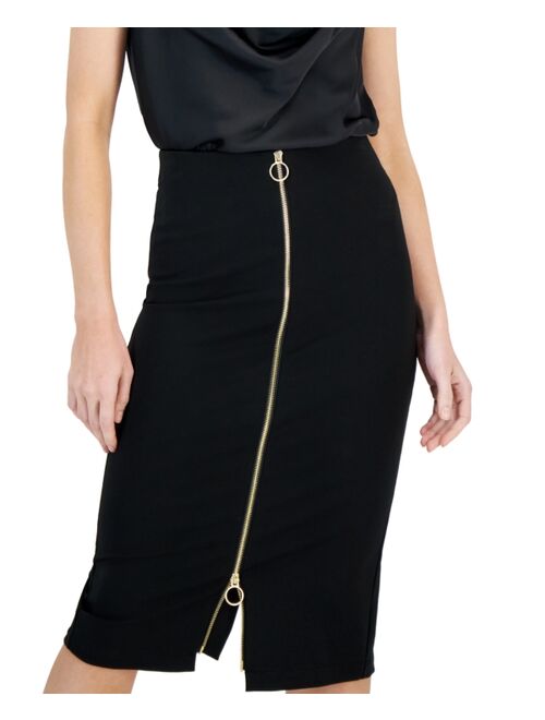 INC International Concepts I.N.C. INTERNATIONAL CONCEPTS Women's Ponte Zip-Front Pencil Skirt, Created for Macy's