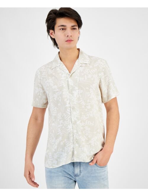 INC International Concepts I.N.C. International Concepts Men's Regular-Fit Botanical-Print Button-Down Camp Shirt, Created for Macy's