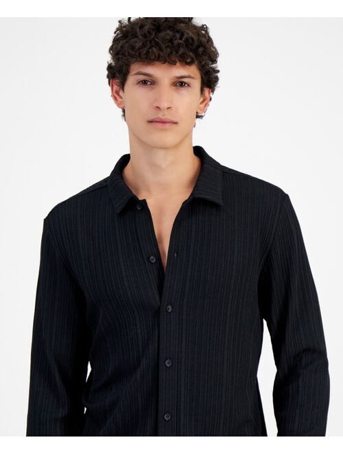 INC International Concepts I.N.C. International Concepts Men's Regular-Fit Ribbed-Knit Button-Down Shirt, Created for Macy's