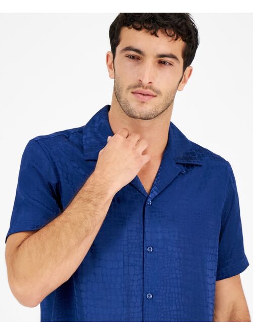 INC International Concepts I.N.C. International Concepts Men's Snake Skin Shirt Sleeve Button-Front Satin Shirt, Created for Macy's