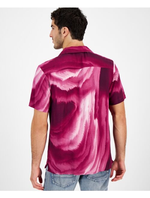 INC International Concepts I.N.C. International Concepts Men's Smoke Stream Short Sleeve Button-Front Camp Shirt, Created for Macy's