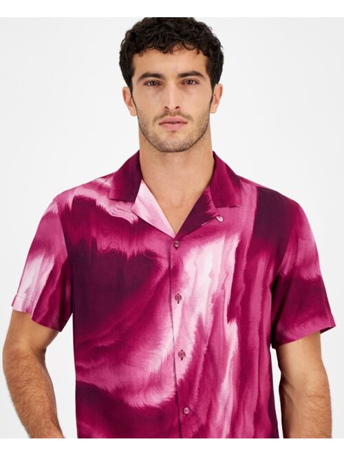 INC International Concepts I.N.C. International Concepts Men's Smoke Stream Short Sleeve Button-Front Camp Shirt, Created for Macy's