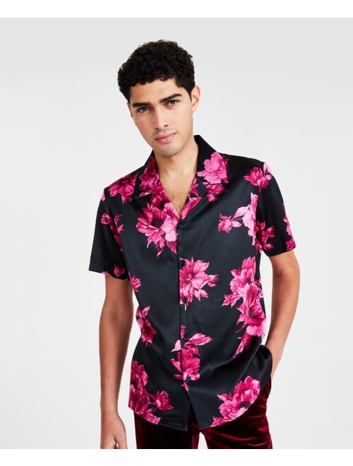 INC International Concepts I.N.C. International Concepts Men's Bouquet Short Sleeve Button-Front Camp Shirt, Created for Macy's