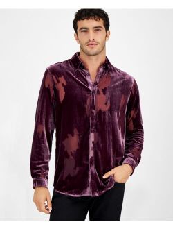 Men's Burnout Long Sleeve Button-Front Shirt, Created for Macy's