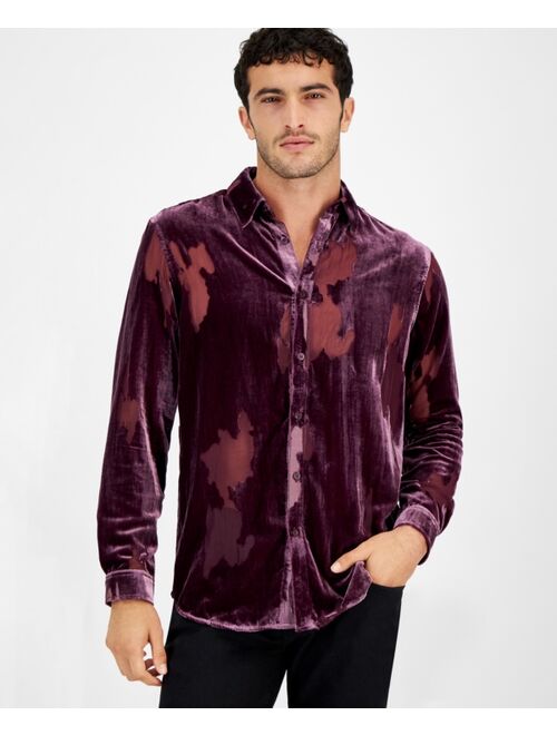 INC International Concepts I.N.C. International Concepts Men's Burnout Long Sleeve Button-Front Shirt, Created for Macy's