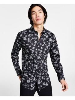Men's Gabriel Slim-Fit Floral-Print Tuxedo Shirt, Created for Macy's