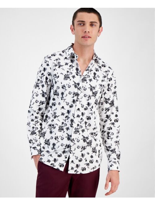 INC International Concepts I.N.C. International Concepts Men's Gabriel Slim-Fit Floral-Print Tuxedo Shirt, Created for Macy's