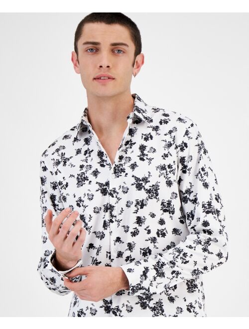 INC International Concepts I.N.C. International Concepts Men's Gabriel Slim-Fit Floral-Print Tuxedo Shirt, Created for Macy's