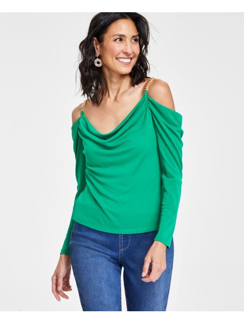 INC International Concepts I.N.C. INTERNATIONAL CONCEPTS Petite Chain-Strap Off-The-Shoulder Top, Created for Macy's