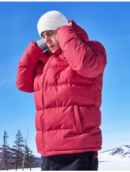 BEST SOUTH Men's Hooded Winter Puffer Jacket Fleece Warm Bubble Coat Outerwear Cold Weather